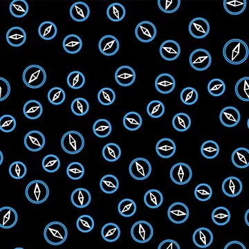 Line Wind rose icon isolated seamless pattern on black background. Compass icon Stock Illustration