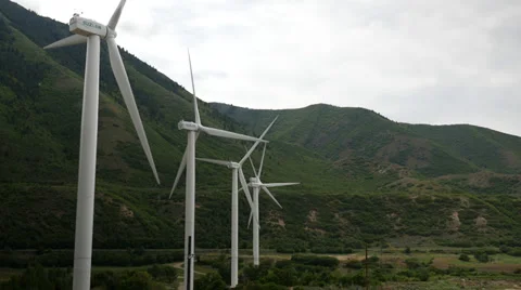 Line of Wind turbines HD Video stock 38662718