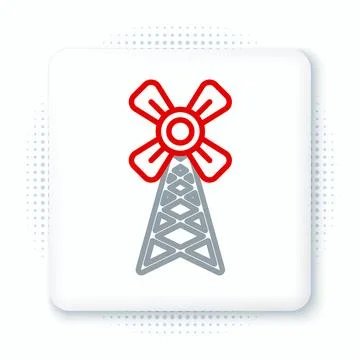 Line Windmill icon isolated on white background. Colorful outline concept Stock Illustration