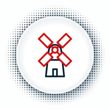 Line Windmill icon isolated on white background. Colorful outline concept. .. Stock Illustration