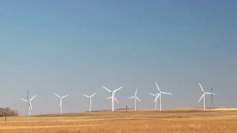 Line Of  Windmills Video stock 206222275