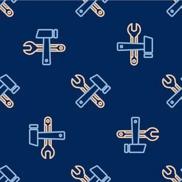Line Window in room icon isolated seamless pattern on blue background.  Vecto Illustrazione stock