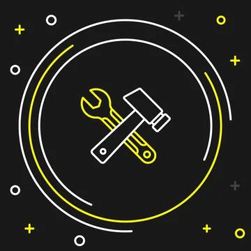 Line Window in room icon isolated on black background. Colorful outline conce Stock Illustration