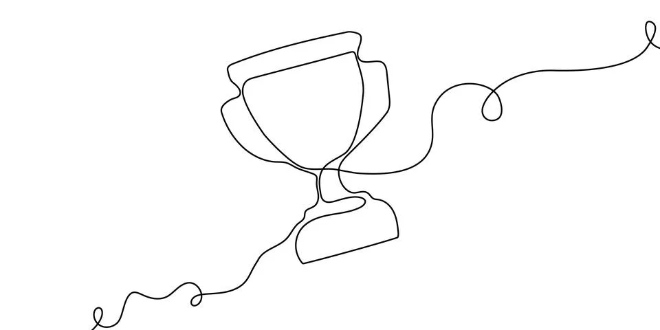 Line winner trophy continuous win prize art sketch icon vector award. Trophy Stock Illustration