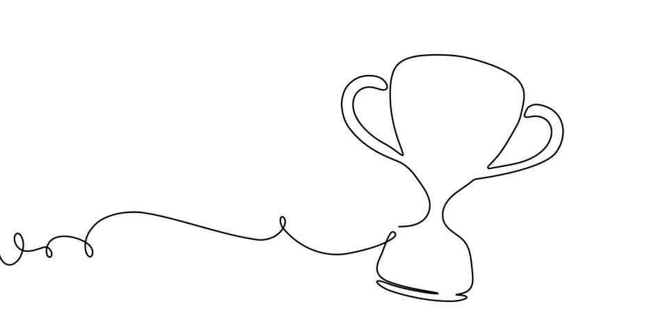 Line winner trophy vector prize art win icon continuous sketch award. Trophy Stock Illustration