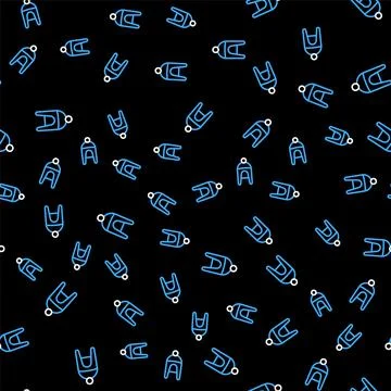 Line Winter hat icon isolated seamless pattern on black background. Vector Stock Illustration