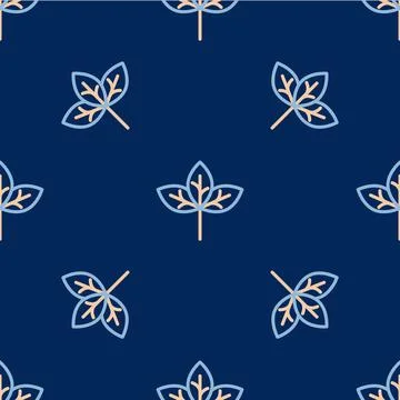 Line Winter hat icon isolated seamless pattern on blue background. Vector Stock Illustration