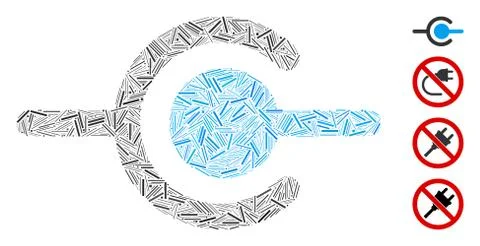 Line Wire Connection Icon Vector Mosaic Stock Illustration