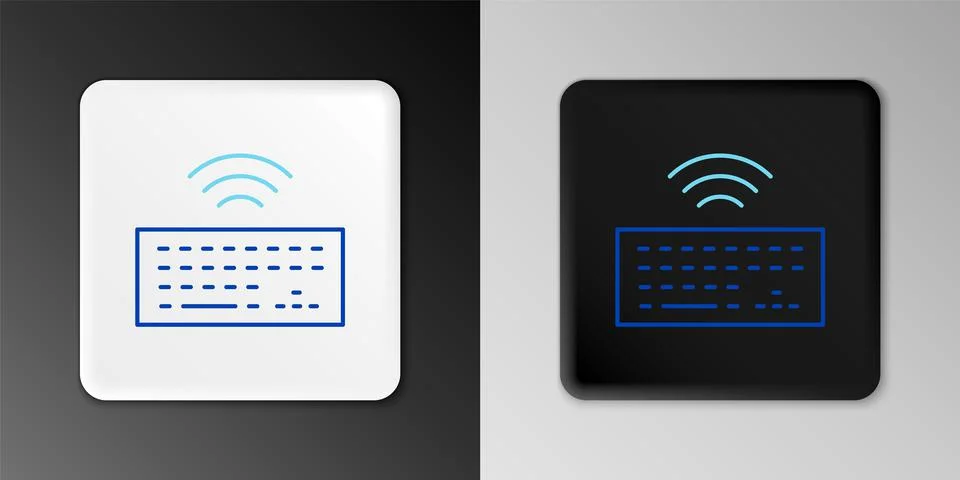 Line Wireless computer keyboard icon isolated on grey background. PC component Stock-Illustration
