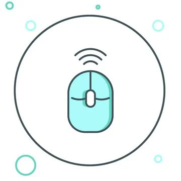 Line Wireless computer mouse icon isolated on white background. Optical wit.. Stock Illustration