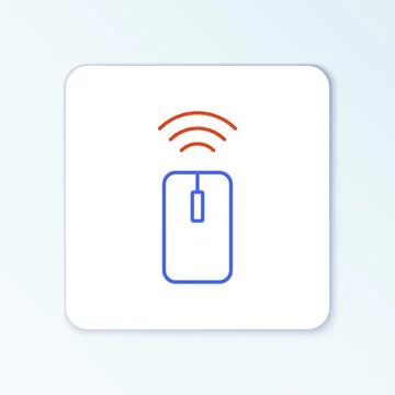 Line Wireless computer mouse system icon isolated on white background. Internet Stock Illustration