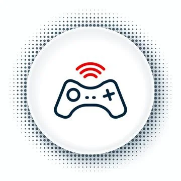 Line Wireless gamepad icon isolated on white background. Game controller Stock Illustration