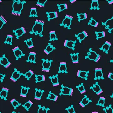 Line Witch cauldron icon isolated seamless pattern on black background. Happy Stock Illustration