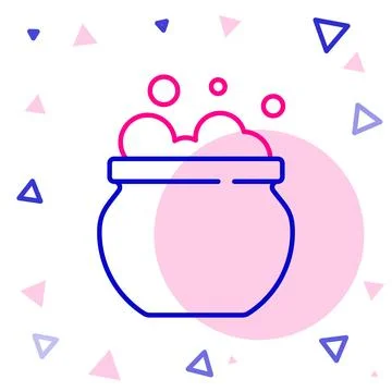 Line Witch cauldron icon isolated on white background. Happy Halloween part.. Stock Illustration