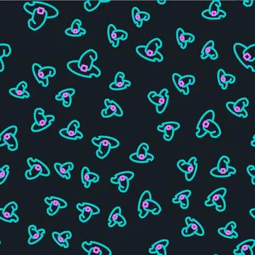 Line Witch hat icon isolated seamless pattern on black background. Happy Illustrazione stock