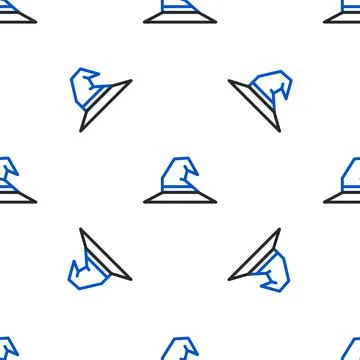 Line Witch hat icon isolated seamless pattern on white background. Happy Stock Illustration