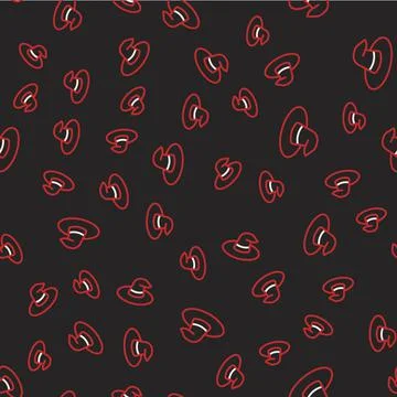 Line Witch hat icon isolated seamless pattern on black background. Happy Stock Illustration