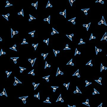 Line Witch hat icon isolated seamless pattern on black background. Happy Stock Illustration