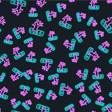 Line Withered tree icon isolated seamless pattern on black background. Bare tree Stock Illustration