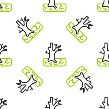 Line Withered tree icon isolated seamless pattern on white background. Bare tree Stock Illustration