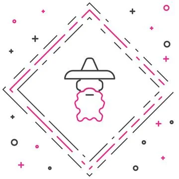 Line Wizard warlock icon isolated on white background. Colorful outline con.. Stock Illustration