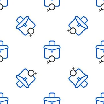 Line Work for female icon isolated seamless pattern on white background. Bu.. Stock Illustration