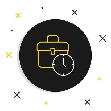 Line Work time icon isolated on white background. Office worker. Working hours Stock Illustration