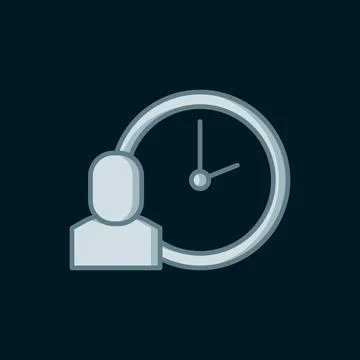 Line Work time icon isolated on black background. Office worker. Working ho.. Stock Illustration