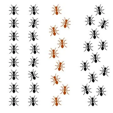 Line of Worker Ants Set. Vector Stock Illustration