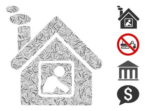 Line Workshop Building Icon Vector Mosaic Ilustração Stock