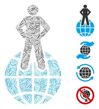 Line World Commander Icon Vector Mosaic Illustrazione stock