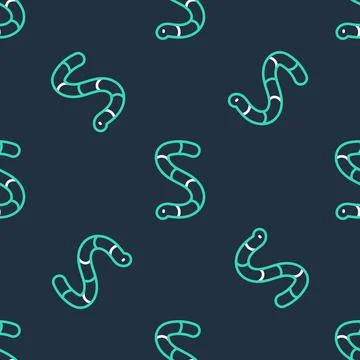 Line Worm icon isolated seamless pattern on black background. Fishing tackle Illustrazione stock
