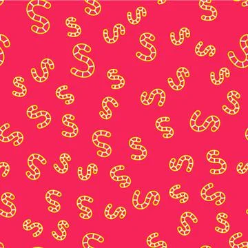 Line Worm icon isolated seamless pattern on red background. Fishing tackle Illustrazione stock
