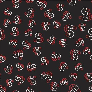 Line Worm icon isolated seamless pattern on black background. Fishing tackle Illustrazione stock