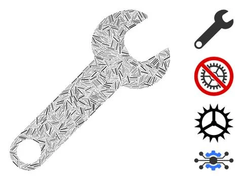 Line Wrench Icon Vector Collage Illustrazione stock