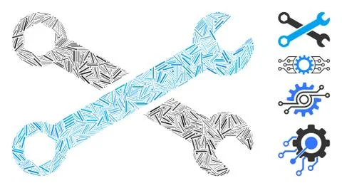 Line Wrenches Icon Vector Collage イラスト素材