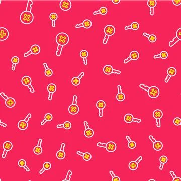 Line Wrong key icon isolated seamless pattern on red background. Vector Stockillustratie