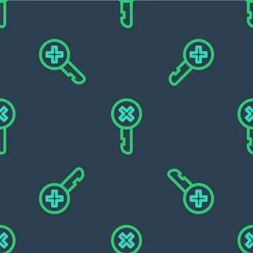 Line Wrong key icon isolated seamless pattern on blue background. Vector Stock Illustration