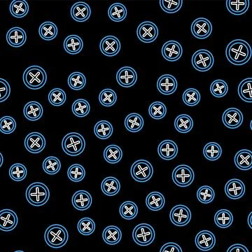 Line X Mark, Cross in circle icon isolated seamless pattern on black background Stock Illustration