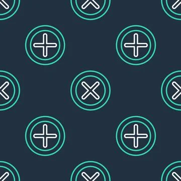 Line X Mark, Cross in circle icon isolated seamless pattern on black background Stock Illustration