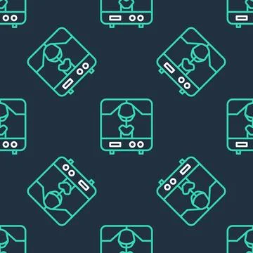 Line X-ray machine icon isolated seamless pattern on black background. Vector Stock Illustration