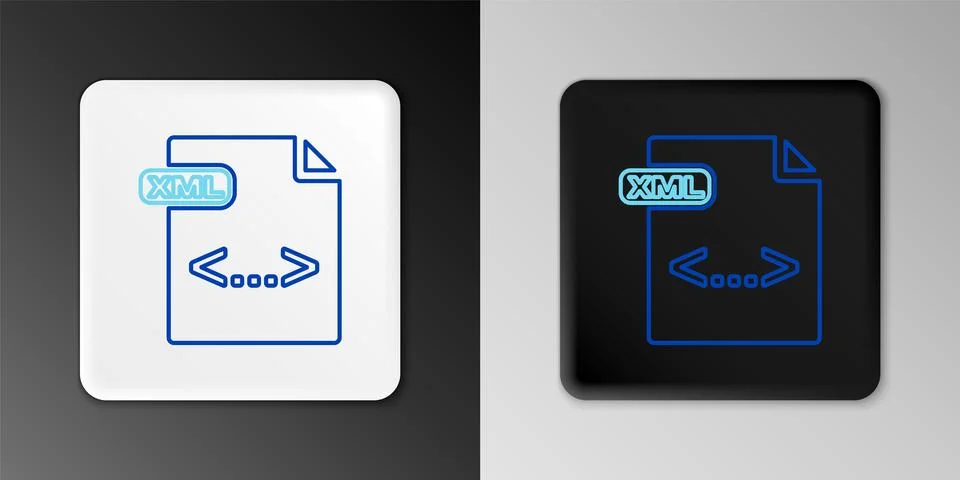 Line XML file document. Download xml button icon isolated on grey background Illustrazione stock