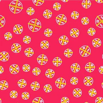 Line XYZ Coordinate system icon isolated seamless pattern on red background.. Stock Illustration