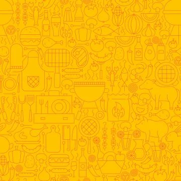 Line Yellow Barbecue Tile Pattern Stock Illustration