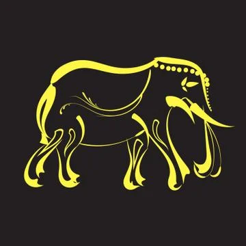 Line yellow gold elephant vector design Illustrazione stock