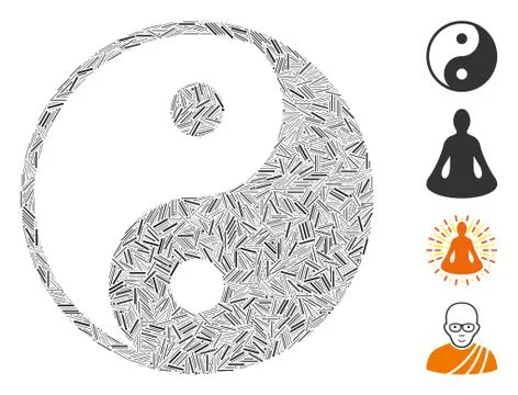 Line Yin Yang Icon Vector Mosaic 스톡 일러스트
