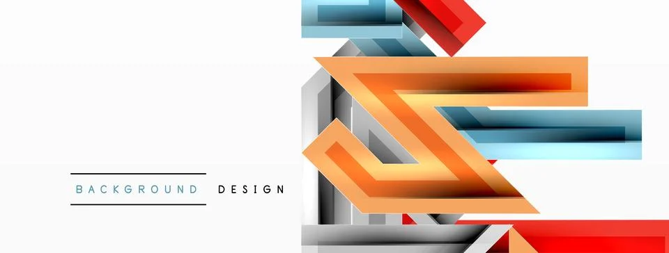 Line zig zag dynamic geometric abstract background. Colorful lines with shadow Illustrazione stock