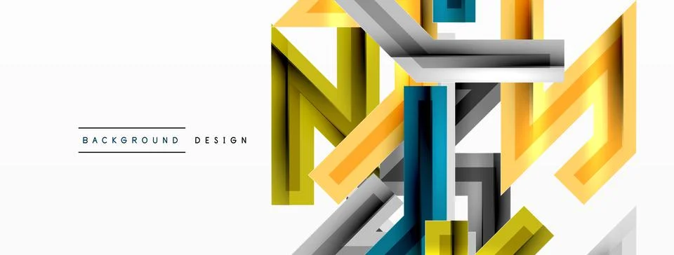 Line zig zag dynamic geometric abstract background. Colorful lines with shadow Stock Illustration
