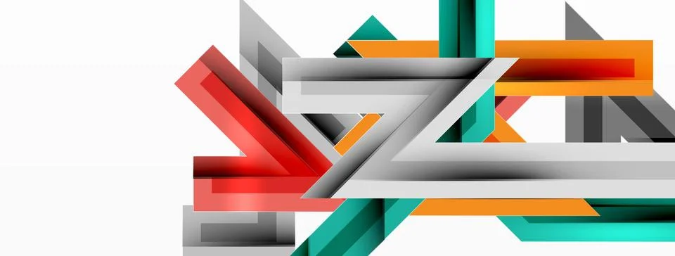 Line zig zag dynamic geometric abstract background. Colorful lines with shadow 스톡 일러스트