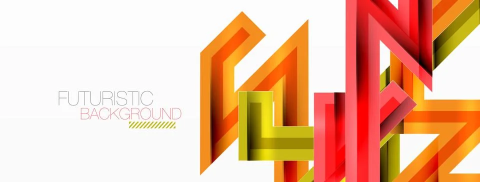 Line zig zag dynamic geometric abstract background. Colorful lines with shadow Stock Illustration